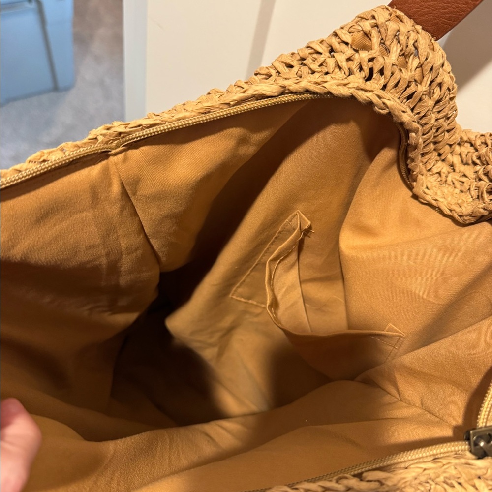 Roxy Brown Raffia Tote Backpack - image 3
